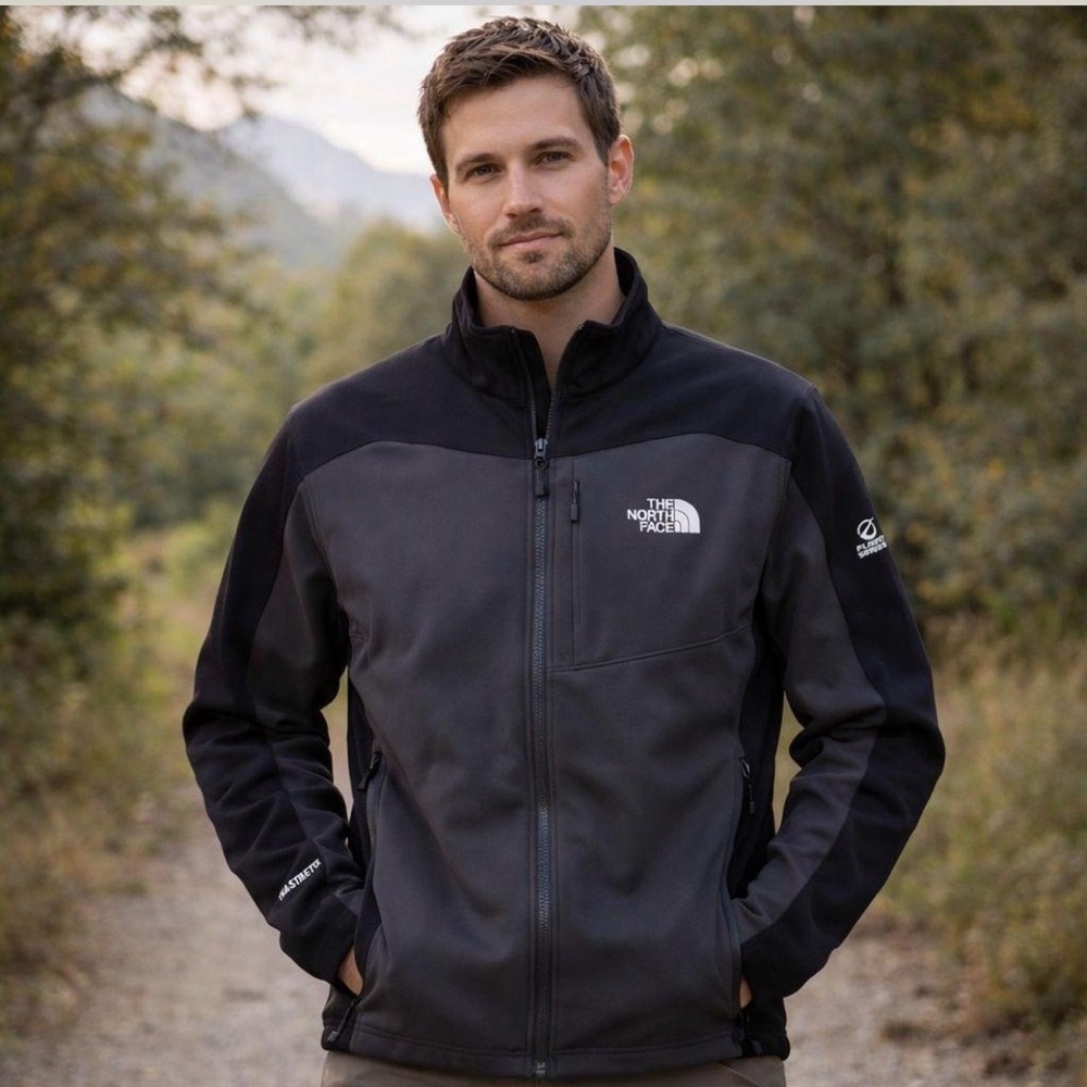 The North Face Men's Apex Bionic Soft Shell 2 Tone Gray Black Jacke Sz M‎ EUC